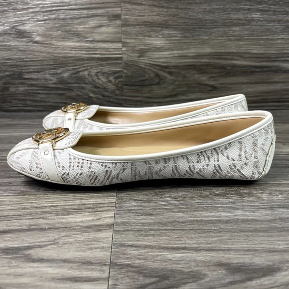 Michael Michael Kors Women's White MK Monogram Flats/Shoes Size 9 - Picture 3 of 7